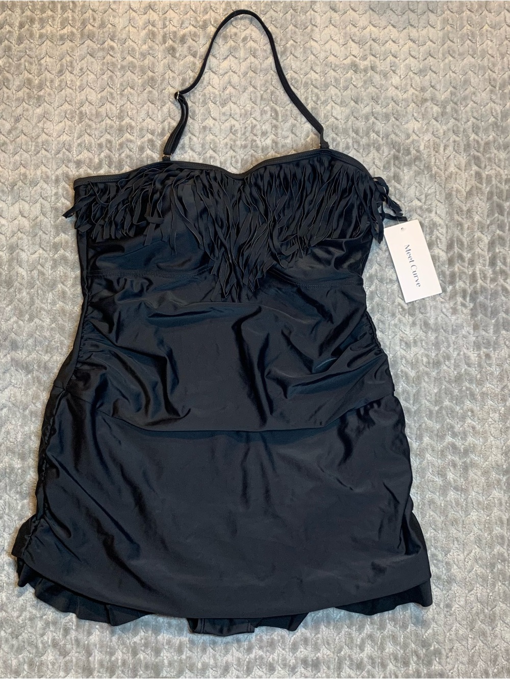 Meet Curve Black Fringe One-Piece   with Removable Halter